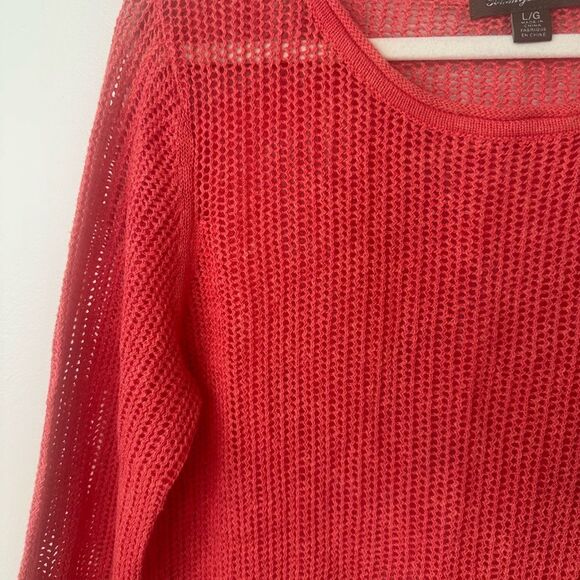 Tommy Bahama Salmon Open Knit Tunic Style Sweater XL - Picture 3 of 7